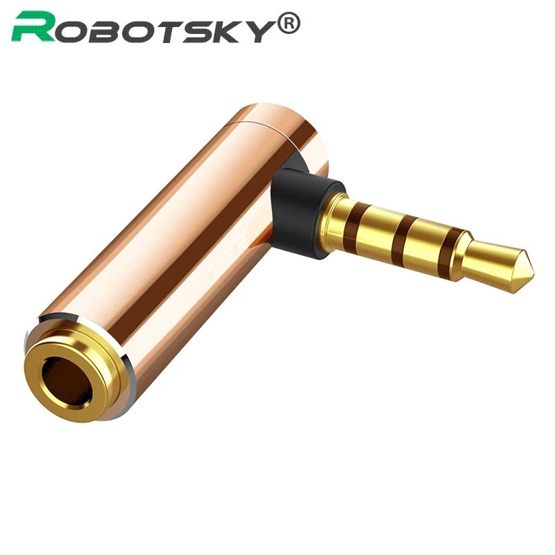 1PC 3.5mm Audio Connector 3.5 Jack Right Angle Female to 4Pole Male Audio Stereo Plug L Shape 90 Degree Headphone Converter