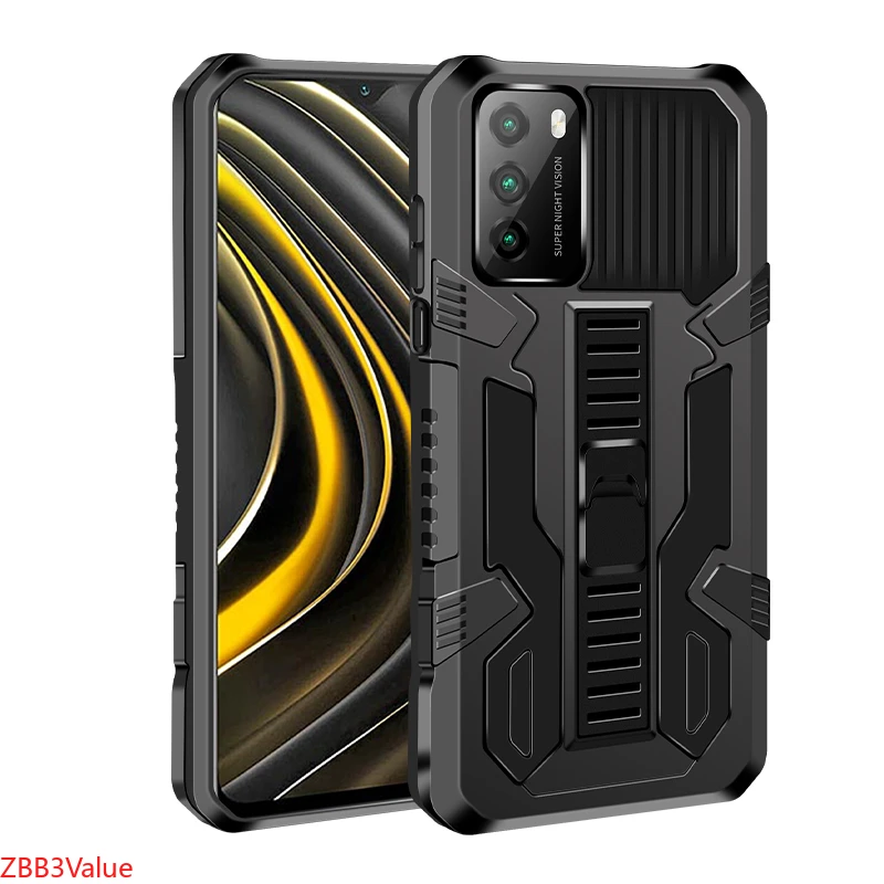 Kickstand Shockproof Armor Phone Case For Xiaomi POCO M3 X3 10T pro lite NFC Redmi 9 9A 9C Note 10 9 8 7 6 pro lite Cover Holder