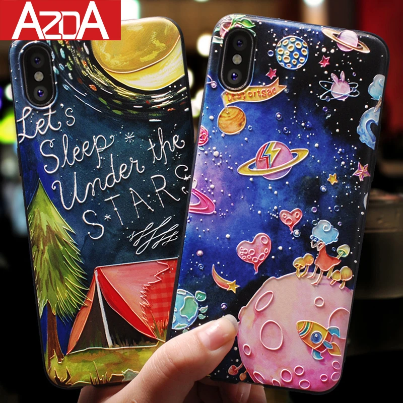 Case For iPhone 11 12 13 mini Pro Max Cartoon 3D Relief Emboss Capa For iPhone 11 XS Max XR X 7 8 6 6S Plus 5 5S SE 2020 TPU Bag