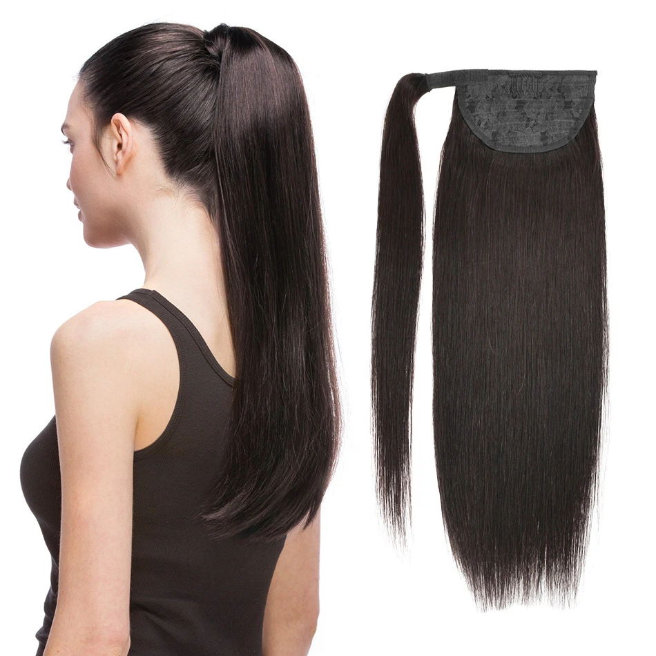 BHF Ponytail Human Hair Remy Straight European Ponytail Hairstyles 100g 100% Natural Hair Horse Tail Clip in Extensions