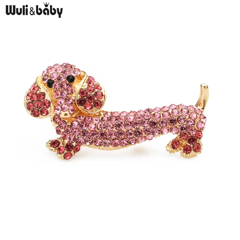 Wuli&baby Sparkling Rhinestone Dog Brooches For Women 2-color Pets Animal Party Casual Brooch Pins Gifts