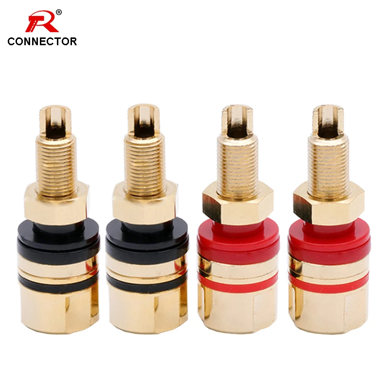 2Pairs Speaker Binding Post Terminal Connector,Gold-Plated brass,for Power Amplifier Chassis Terminal and Speaker Terminal