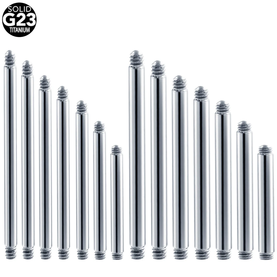 10Pcs/50Pcs G23 Titanium Straight Barbell Piercing Earring Tongue Ring Replacement Accessories  6mm-28mm Piercing Bar Language