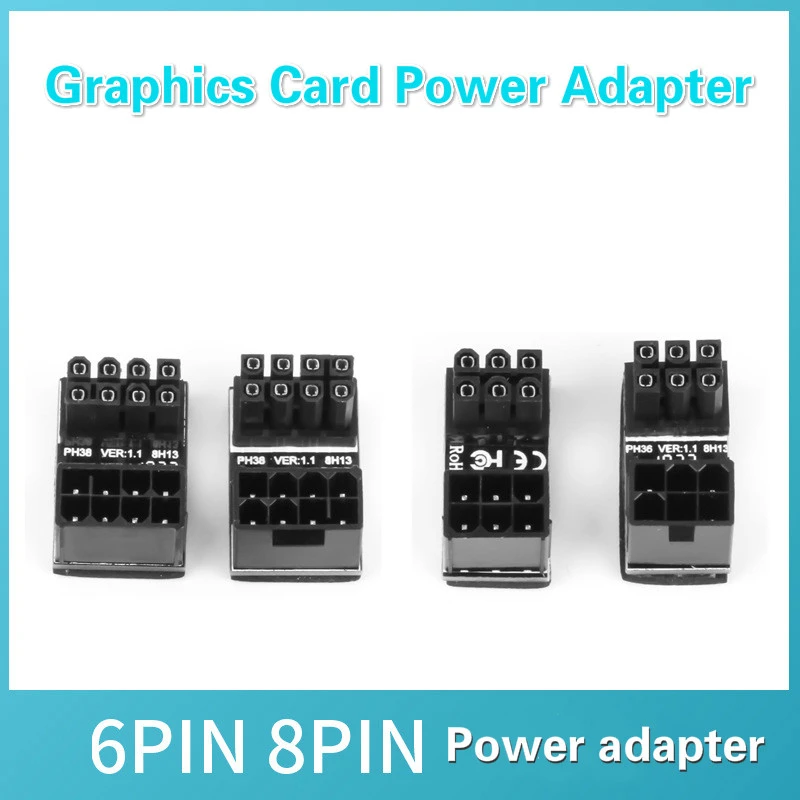 ATX 5pin/8pin Male 180 Degree Angled to 6pin/8Pin Female Power Adapter for Desktops Graphics Card