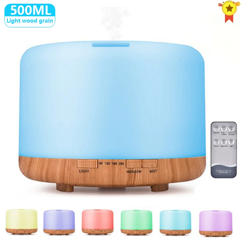 500ML Aromatherapy Diffuser Air Humidifier with LED Night Light Home Ultrasonic Cool Mist Xaomi Aroma Essential Oil Diffuser