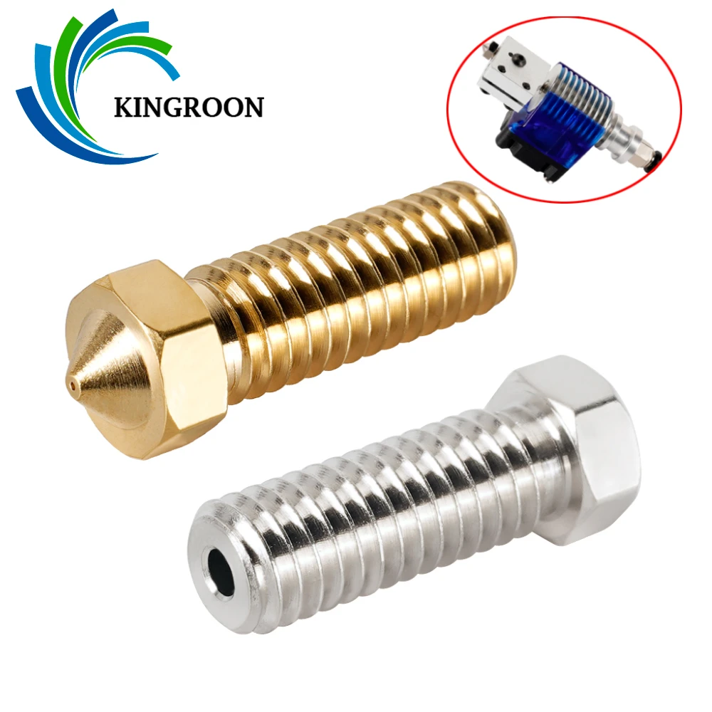 KINGROON 2pcs E3D Volcano Stainless Steel Nozzles Brass M6 Thread 3D Printer Hotend Nozzle 0.2mm-1.2mm For 1.75mm 3mm Filament