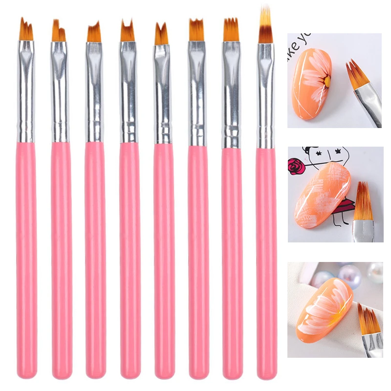 French Nail Design Painting Pen Brush Gradient Gel Nail Polish Builder Drawing Carving Brushes Nail Art Brush Set Manicure Tools