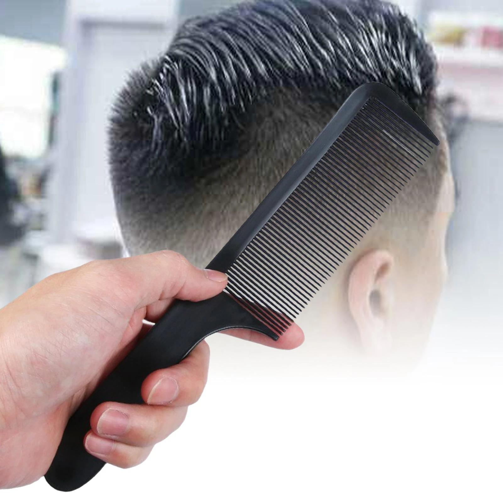 Men Professional Curved Shaver Hair Clipper Cutting Brush Barbers Flat Top Comb Metal Hair Cutting Comb Anti-static Comb