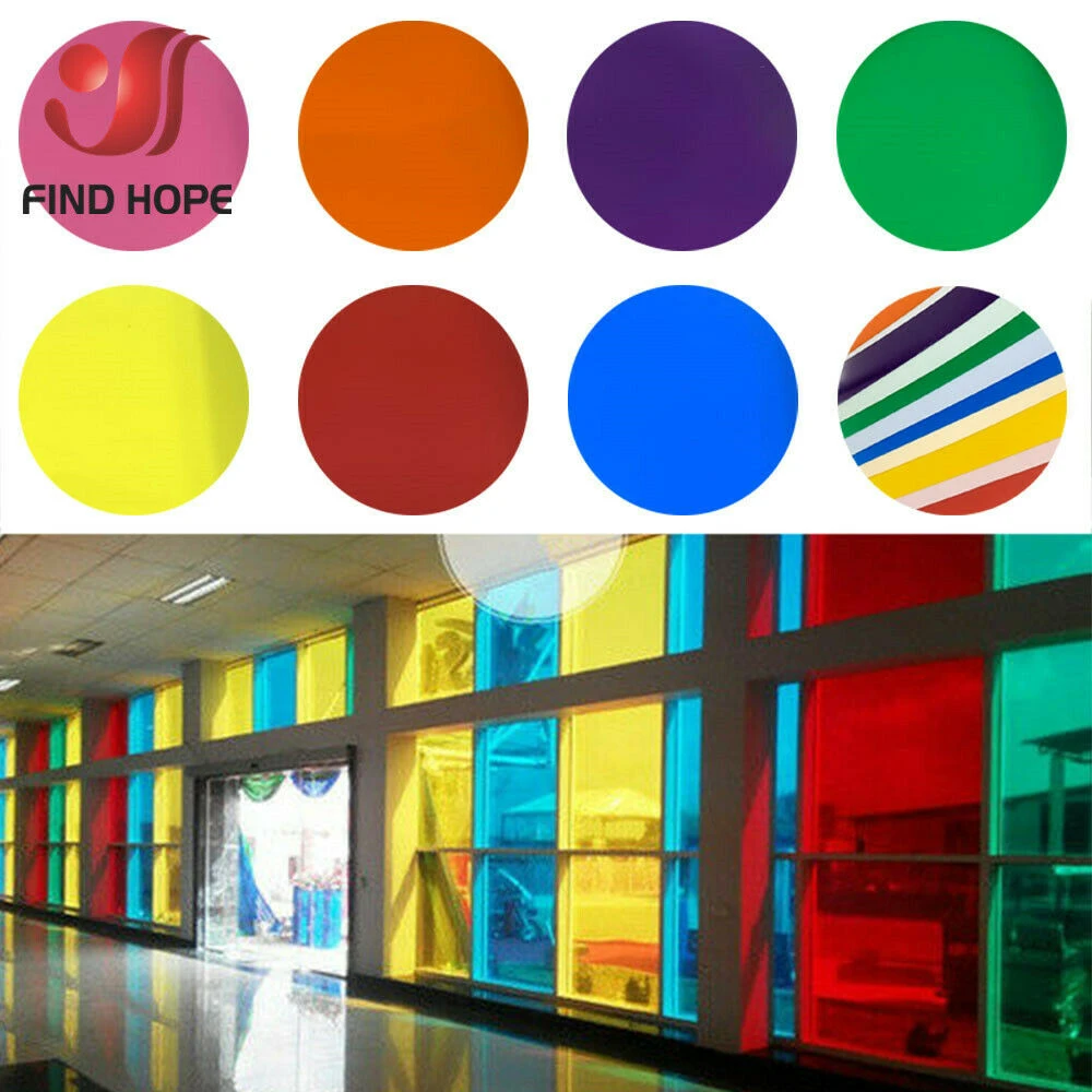 Transparent Window Film Multicolor Solar Tint Self Adhesive Stain Glass Decor Vinyl Roll DIY A4 20/40*120CM