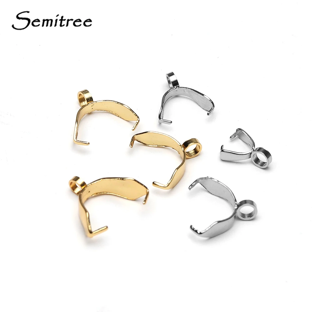 SEMITREE 20pcs/lot Stainless Steel Bail Clasps Connector Pendant Necklace Making Clasps DIY Jewelry Necklace Findings 9/11/12mm