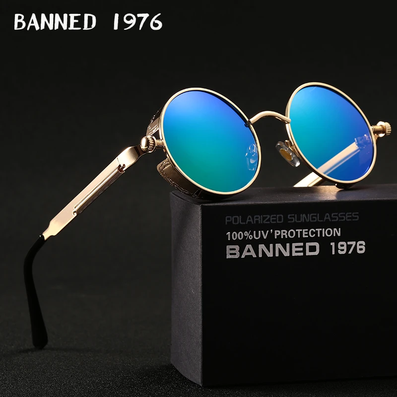 2021 HD Polarized Round Metal Sunglasses UV400 Men's Sun glasses Feminin Women's Vintage Gafas De Sol Metal Goggles With box