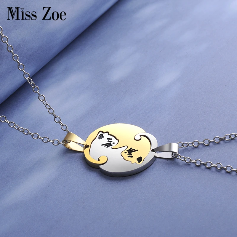 2pcs/set Yin Yang Tai Chi Cats Pendant Necklaces 8 Styles Round Heart Necklace Friendship BFF Lovers Couple Birthday Gift Friend