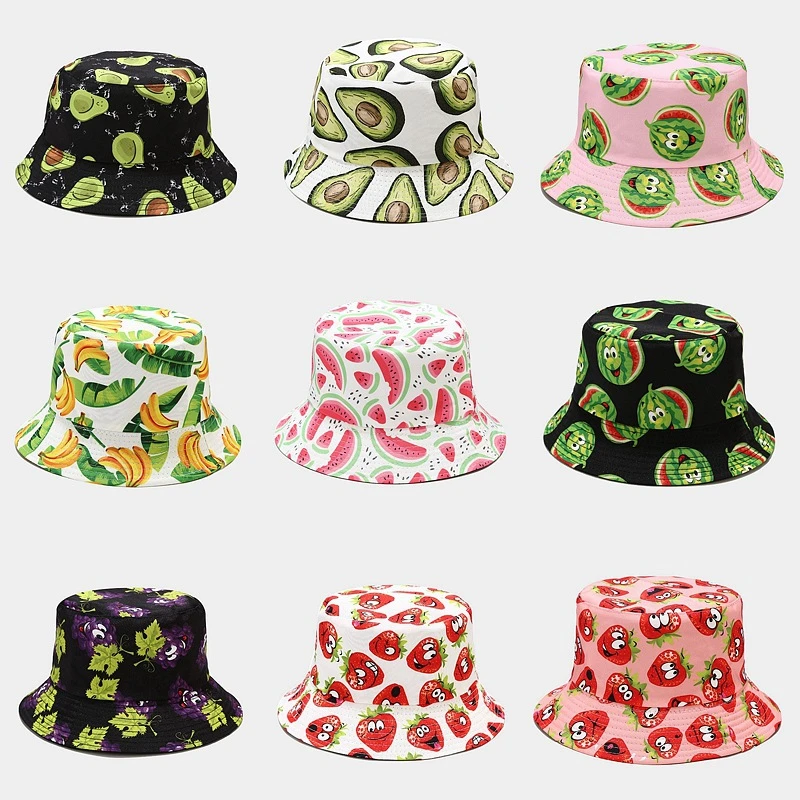 2021 New Cotton Fishing Hat Women Men Hip Hop Cap Couple Maple Vegetable Panama Bucket Hat Sun Flat Top Fisherman Hats Caps