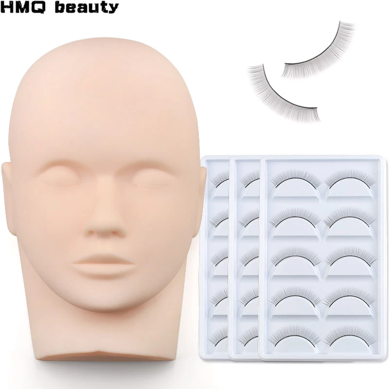 Mannequin Head for Eyelash Extension With Practice False Eyelashes Silicone Mannequin Head  Lash Extension Supplies Kits