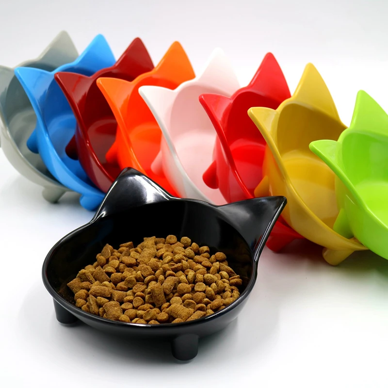 Creative Cat Bowls Cute Cat-Shaped Anti-Slip Portable Food Feeding Tool Pets Feeder Drinking Water Outdoor Travel Single Bowl