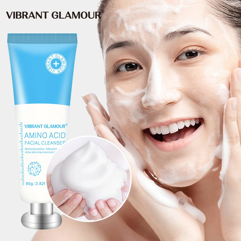 VIBRANT GLAMOUR Amino Acid Face Cleanser Facial Scrub Cleansing Acne Oil Control Blackhead Remover Shrink Pores Firmin Skin Care