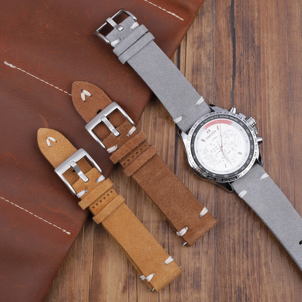 Onthelevel Suede Leather Watch Strap 18mm 20mm 22mm 24mm Men's Watch Band Blue Coffee Colors Quick Release Watch Accessories