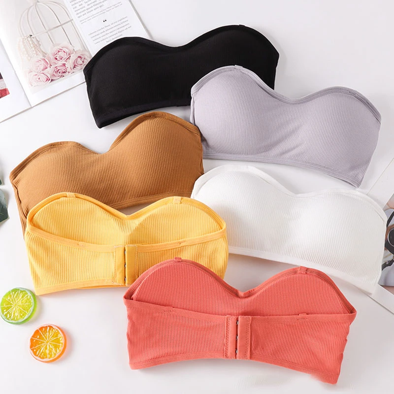 New Sexy Seamless Strapless Tube Top Women Push Up Bra Chest Wrap Underwear Lingerie With Padded Solid Color Top Invisible Bra