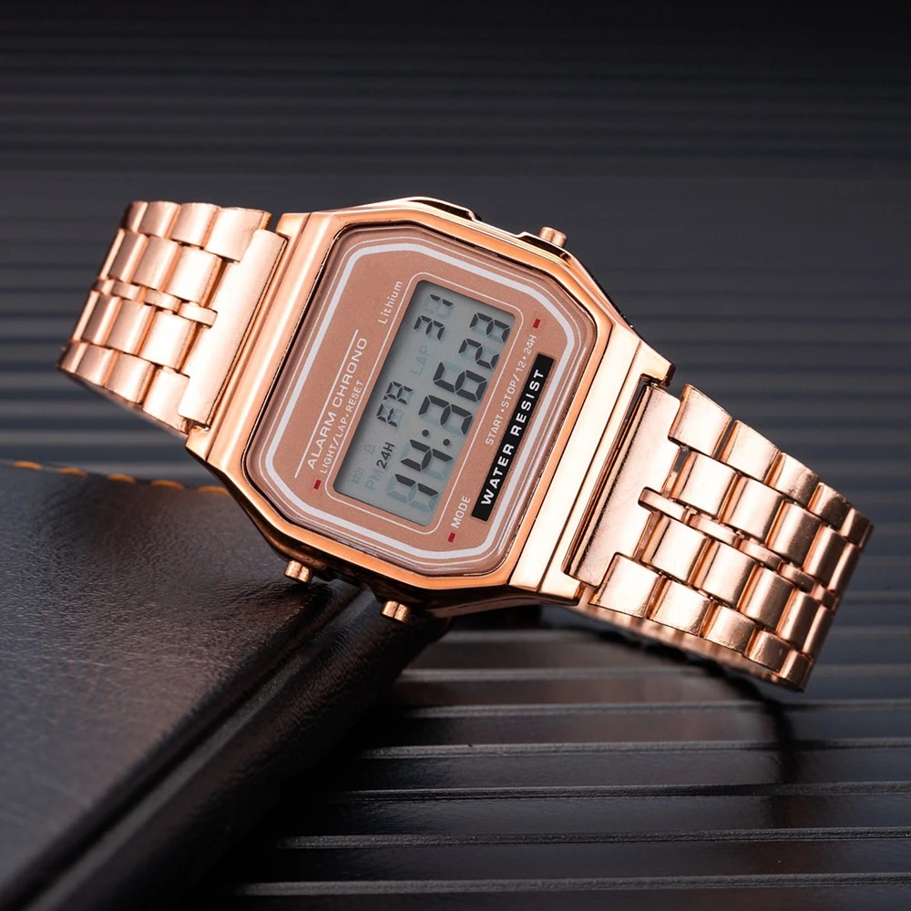 Luxury Branded Women's Watch Electronic Clock Metal Alloy Watchband Women Wrist Watches Sports Digital Wristwatch Montre Femme