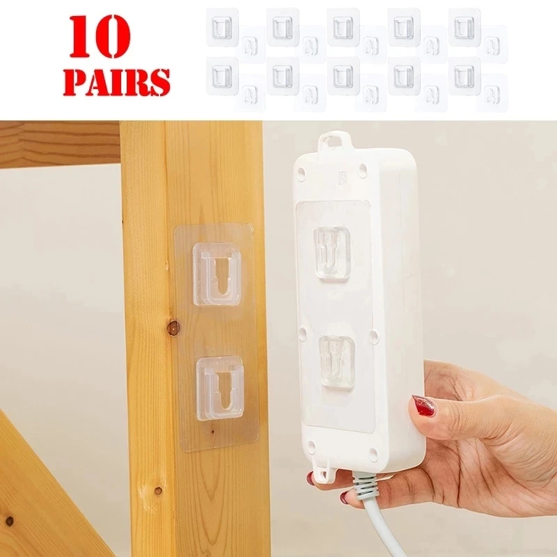 1PCS/5PCS/10PCS Cable Organizer Double-Sided Adhesive Wall Hooks Hanger Strong Hooks Suction Cup Sucker Wall Storage Holder