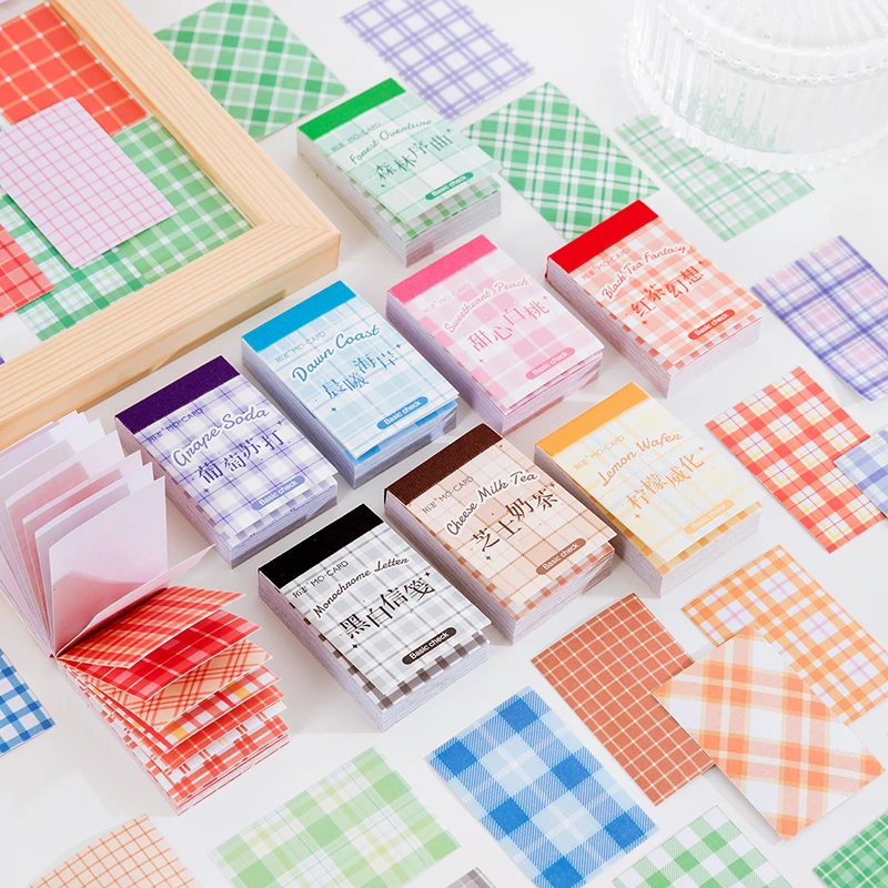 50 pcs Basic color Plaid series Decorative Stickers Scrapbooking diy Label Diary Stationery Album Journal grid Book Sticker