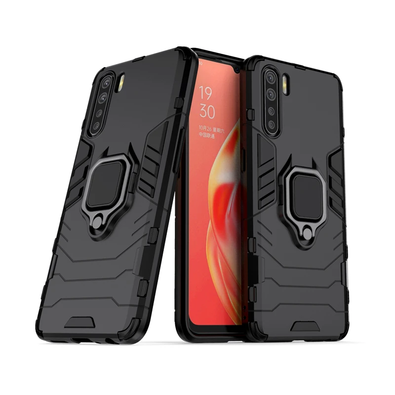 For OPPO A91 Case Armor Finger Ring Silicone Shockroof Bumper Hard Case For OPPO A94 Phone Case Cover For OPPO A53 A74 A54 A94