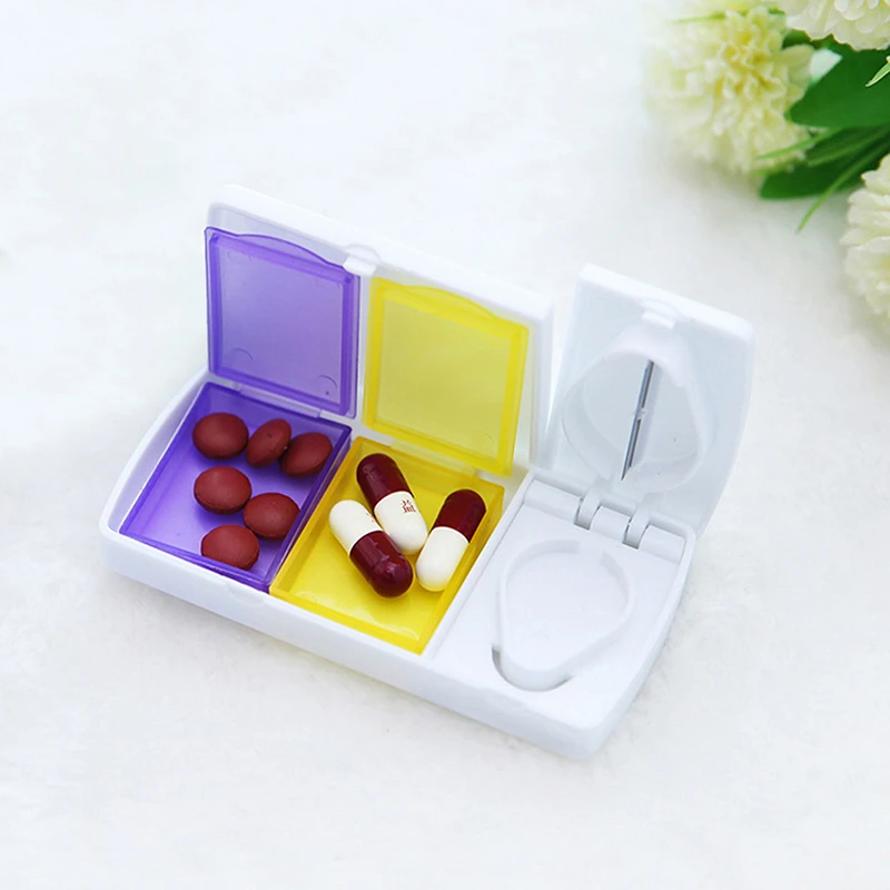 1pc Mini Travel Cutter Splitter Medicine Storage Splitters Cut Slicer Home Portable Pill Cases Dispenser