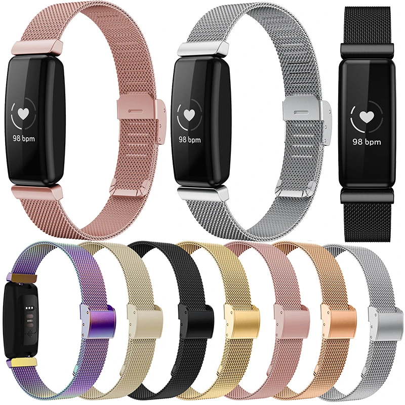 Wristband Strap For Fitbit Inspire 2 Smartwatch Stainless Steel Mesh Band Replacement Strap with buckle Bracelet Accessories