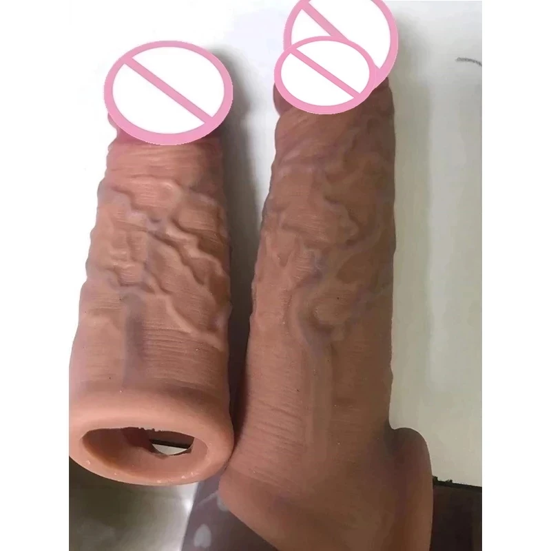 Super Realistic Condoms Reusable Penis Sleeves Extender For Men Cock Ring Sleeve,Dildo Erection Delay Ejaculation Condom Sex Toy