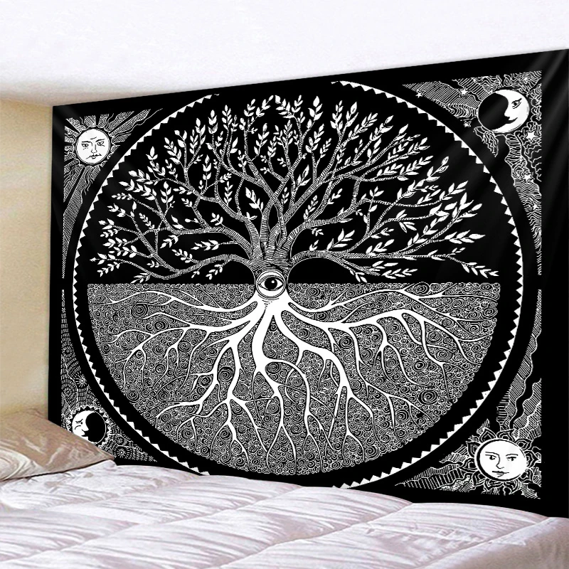 Night moon wall tapestry tarot card divination tapestry mandala home decoration psychedelic hippie bohemian wall hanging