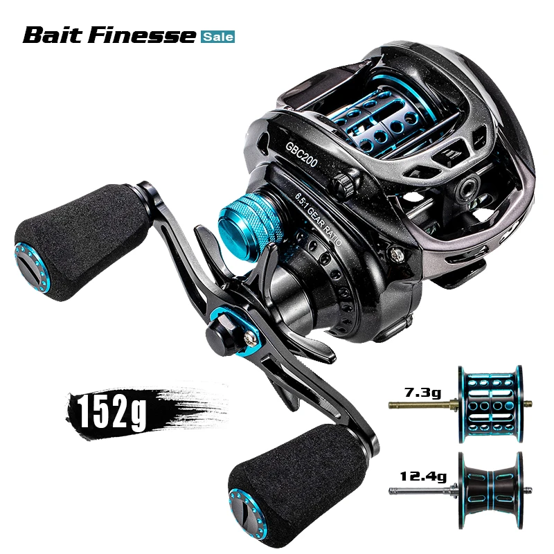 GBC200 143/152g UltraLight Baitcasting Fishing Reel Carbon Fiber BFS Double Spool Fishing Bait Reel Casting Reel Fishing Coil