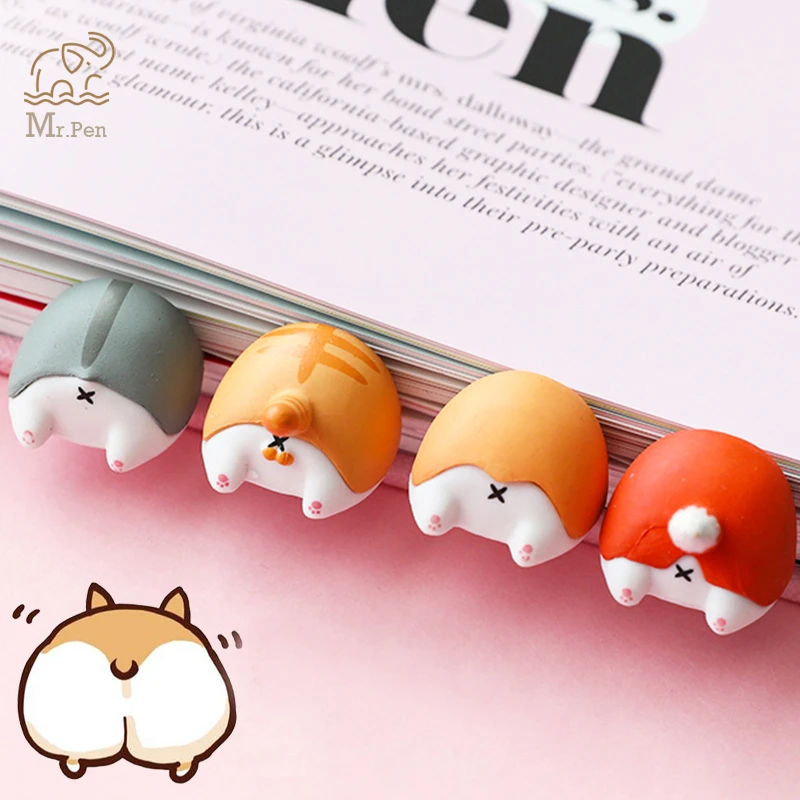 Cute Cartoon Dog Cat Hamster Fox Ass Shape Bookmarks Novelty Book Reading Item Creative Gift for Kids Children Lovely Stationery