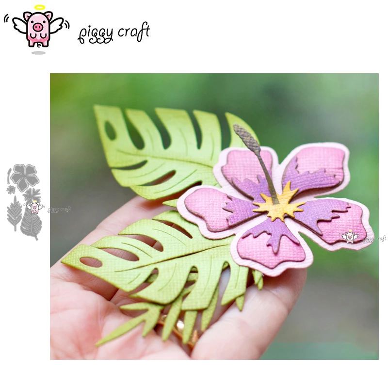 Piggy Craft metal cutting dies cut die mold Flower leaf decoration Scrapbook paper craft knife mould blade punch stencils dies