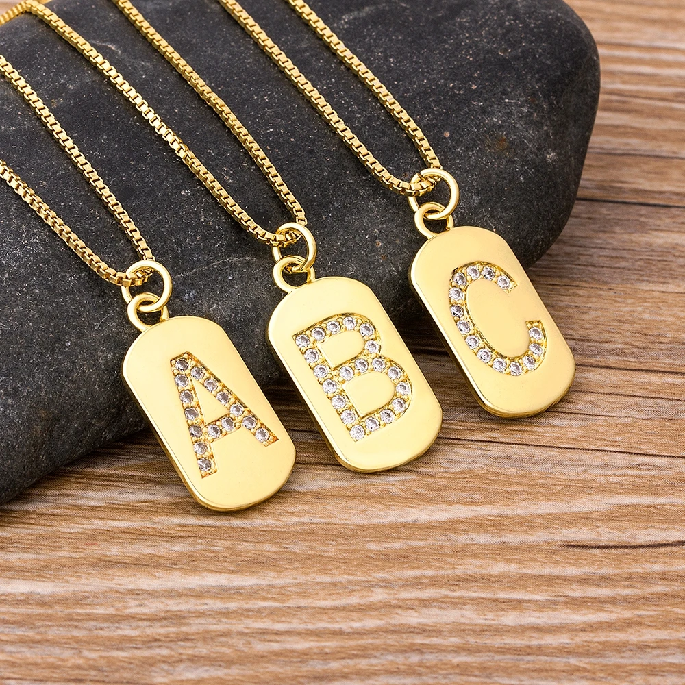 2020 New Design Luxury Initial A-Z 26 Letters Necklace Charm  Copper Zircon Pendant Choker Family Name Jewelry Best Wedding Gift