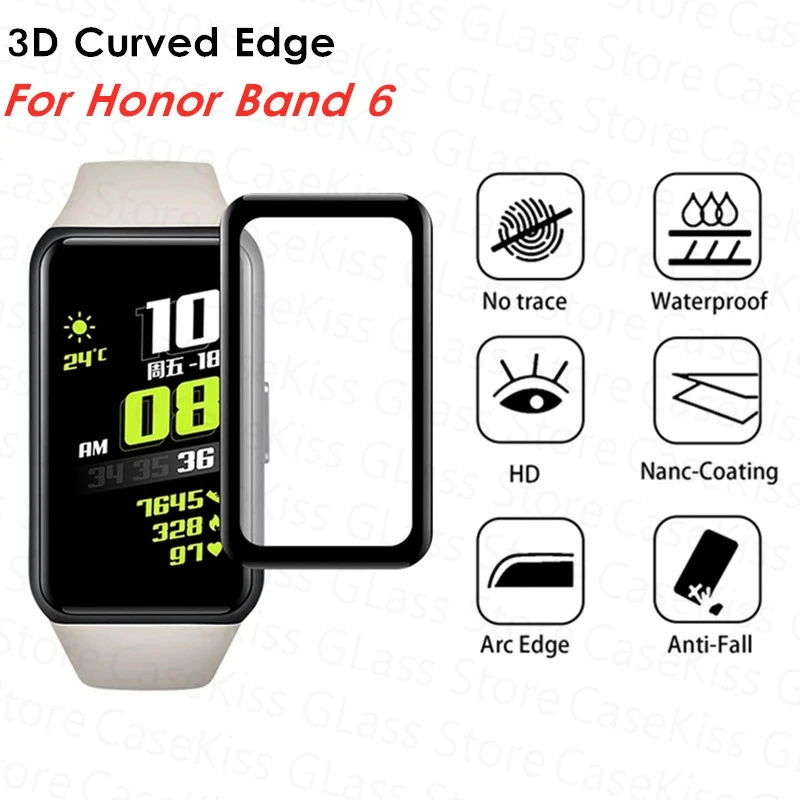 1-2PCS 3D Protective film for huawei honor band 6 3D Curved Edge film for honor band 6 Wristband Soft Screen Protector film