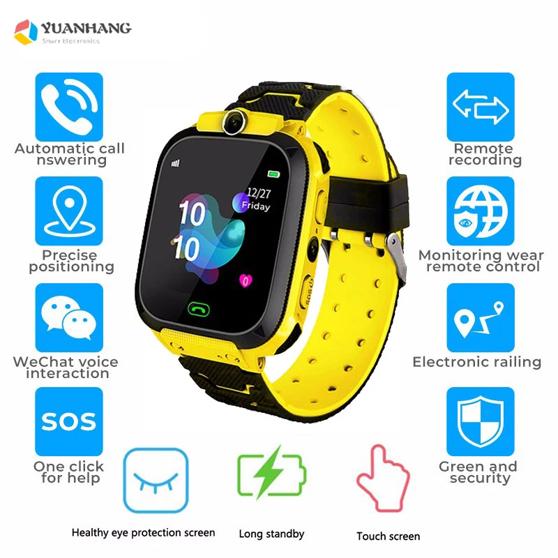 Smart Accurate Real-time Tracker Location SOS Call Remote Monitor Camera LBS Kids Student Phone Watch Wristwatch For IOS Android