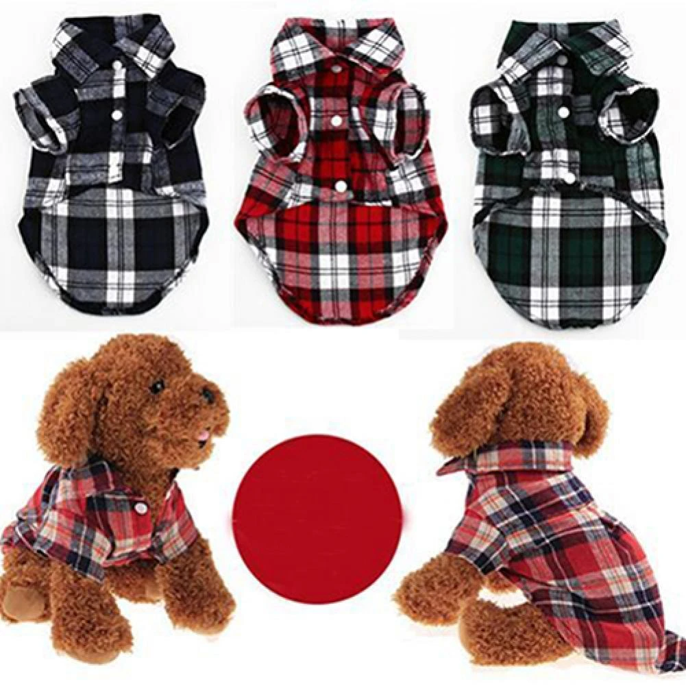 Small Dog/Cat Clothes Plaid Shirt Lapel Coat Jacket Clothes Costume Tops Dog Accessories clothes for small dogs