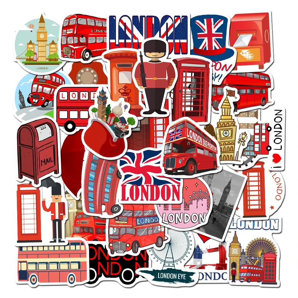 Classic British Style London Bus Bullet PVC Decorative Stickers Scrapbooking Stick Label Diary Stationery Album Stickers