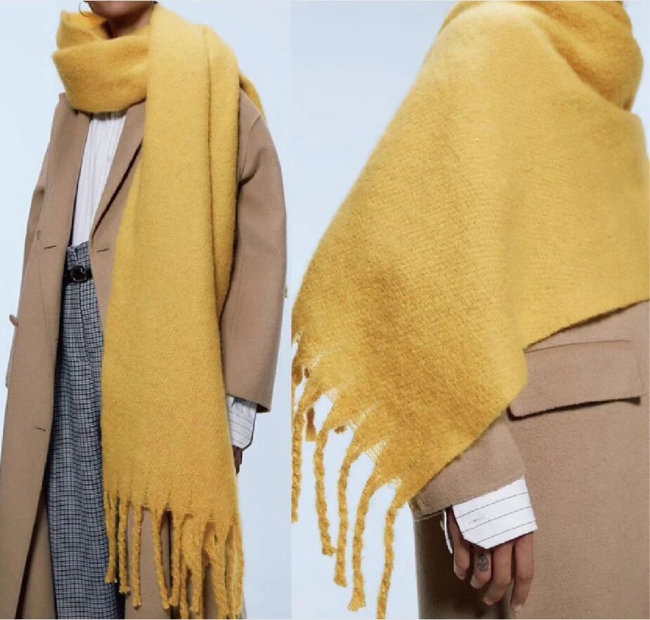 Winter Scarf Women Cashmere Warm Pashmina Solid Foulard Female Scarves Wraps Thick Soft Bufanda Big Tassels Shawl Long Stole