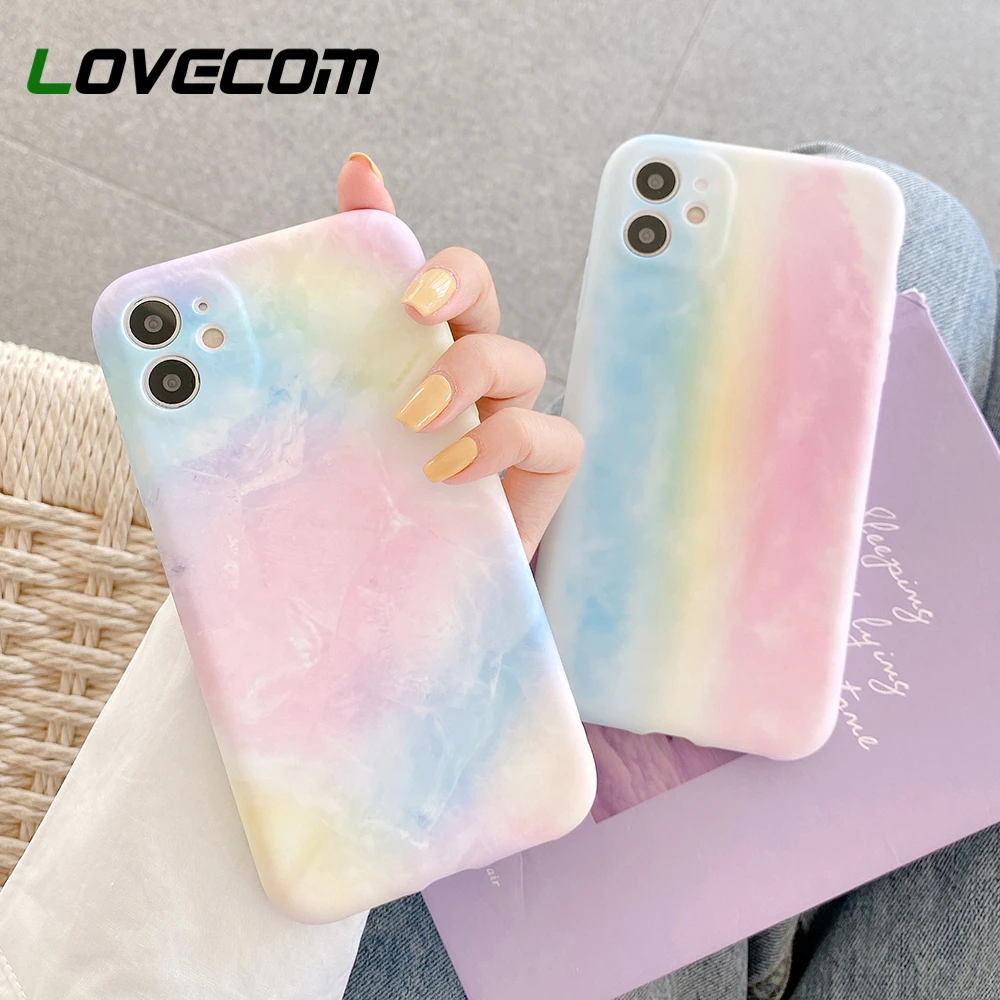 For iPhone 13 Pro Max Case Rainbow  Phone Case For iPhone 12 11 Pro Max XR XS Max 7 8 Plus Soft Lens Protection Back Cover Coque