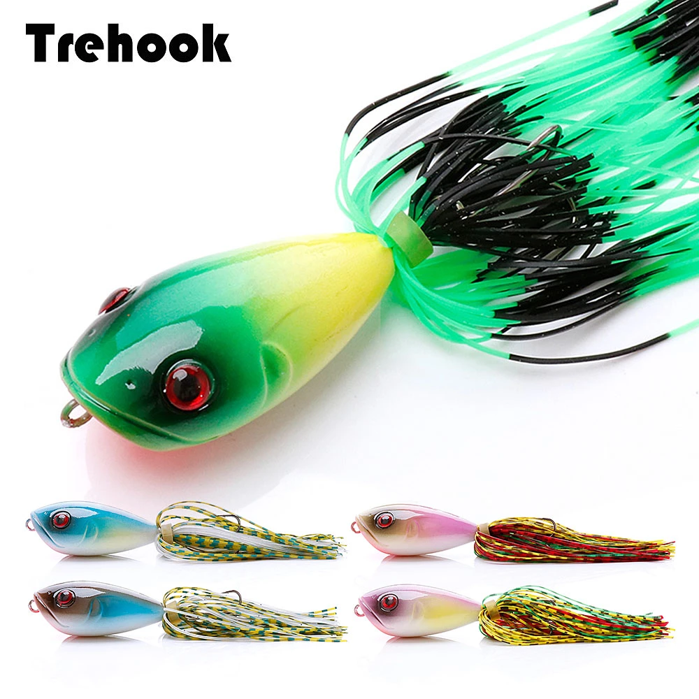 Silicone Skirt Popper Fishing Lures 4.6cm 11g Pike Wobblers For Fish Rattlin Hard Bait Artificial Fishing Tackle Lure Crankbait