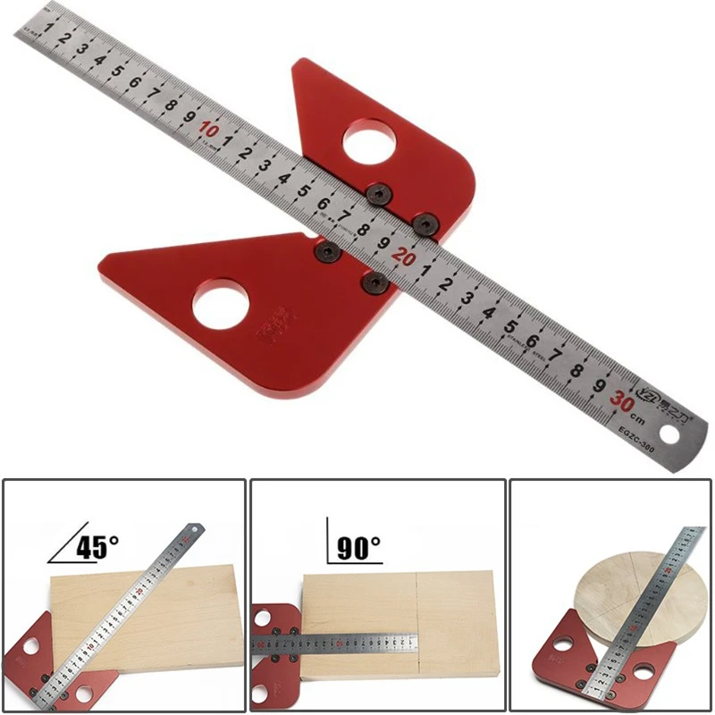 45 degree angle round center line scribe wood ruled carpenter round heart ruler layout gauge woodworking DIY tool