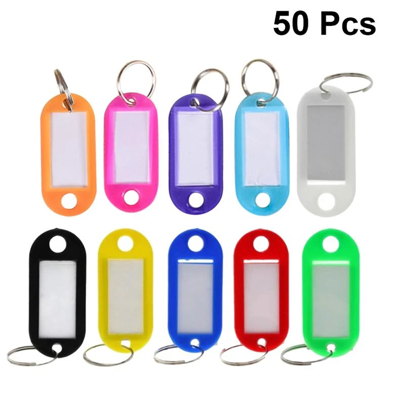 Multi-color Keychain Key ID Label Tags Luggage ID Tags Hotel Number Classification Card with Key Rings Keychain (Random Color)