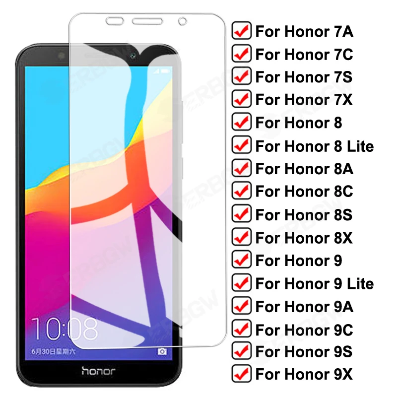 9H Anti-Burst Tempered Glass For Huawei Honor 7A 7C 7S 7X 8A 8C 8S 8X Screen Protector Film For honor 9A 9C 9S 9X 8 9 Lite Glass