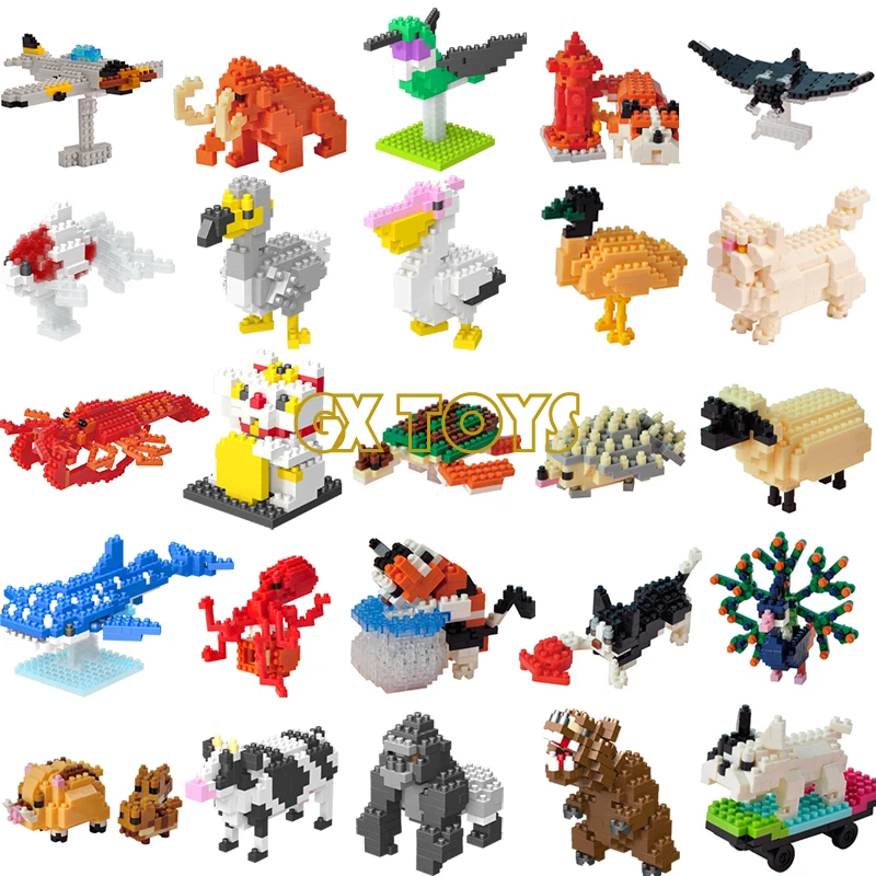 Mini Building Blocks Animals Assemble Accessories Zoo Sets Dinosaur Micro Bricks Mammoth Creativity DIY Toys for Children Gifts