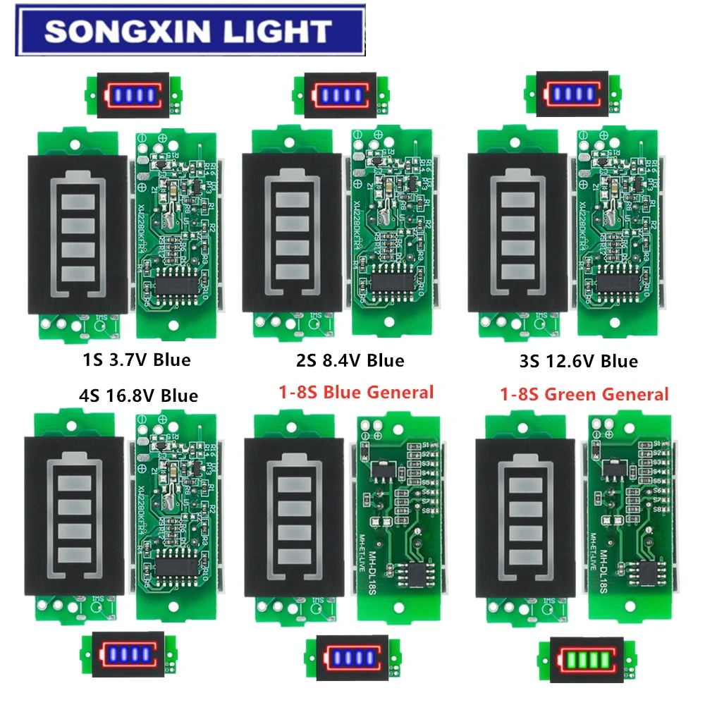 1S-8S 1S/2S/3S/4S 1-8S Single 3.7V Lithium Battery Capacity Indicator Module 4.2V Display Electric Vehicle  Power Tester Li-ion