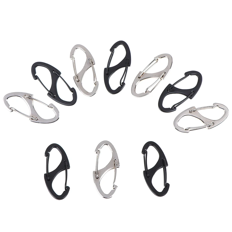 5Pcs Locking Carabiner Keychain 8 Ring Quick Release Clip Buckle Protable Quickdraws Hiking Climbing Camping Tool Gear