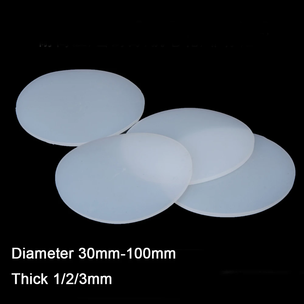 White Round Silicone Rubber Sheet Seal Gasket Diameter 30/40/50/60/70/80/90/100mm Thick 1/2/3mm