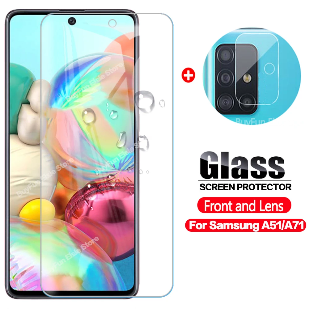 2in1 Tempered Glass On For Samsung Galaxy A51 Camera Lens Screen Protector Glass For Samsung A71 A 51 71 A515 A715 Glass Film