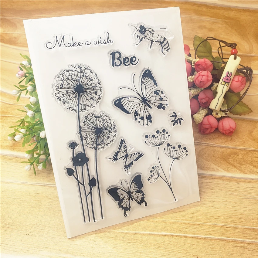 Hot sale Butterfly Dandelion Transparent Clear Stamps / Silicone Seals Roller Stamp for DIY scrapbooking photo album/Card Making